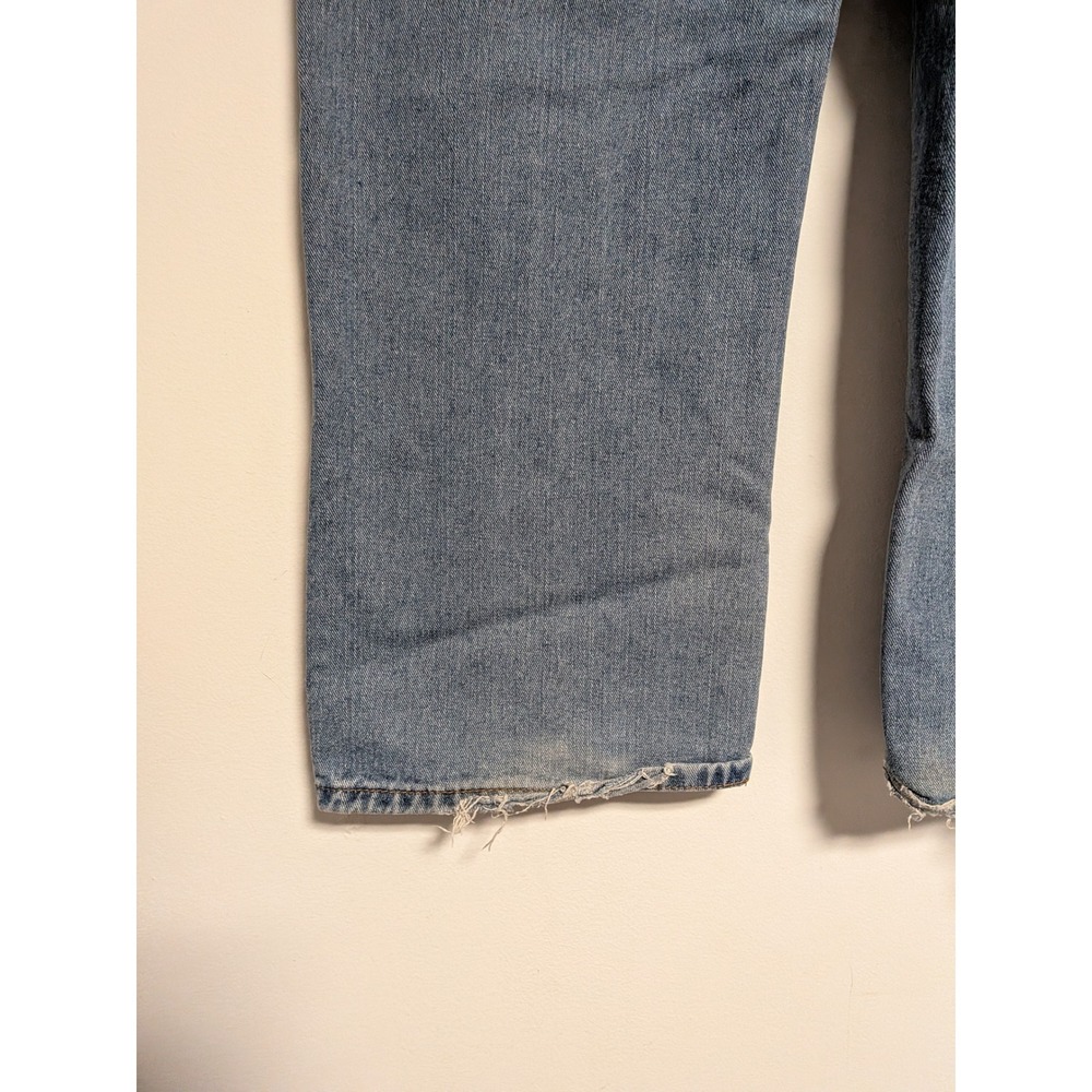 Vintage Y2K Cargo Wide Leg Jeans Medium Wash Distressed Hem Mens Size M - Picture 12 of 13